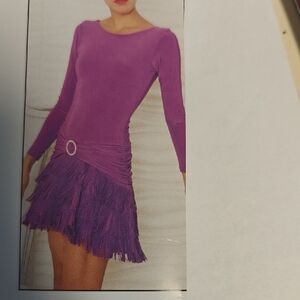 Chic Long Sleeve Purple Fringe Dress